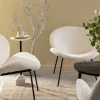 Made in Meubles Fauteuil<Fauteuil en tissu bouclette blanc Dorian