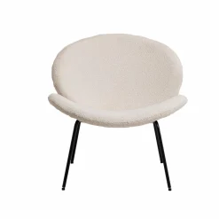 Made in Meubles Fauteuil<Fauteuil en tissu bouclette blanc Dorian