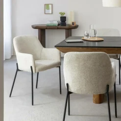 Made in Meubles Chaise<Fauteuil en tissu écru Aëlys (lot de 2)