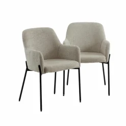 Made in Meubles Chaise<Fauteuil en tissu écru Aëlys (lot de 2)