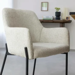 Made in Meubles Chaise<Fauteuil en tissu écru Aëlys (lot de 2)