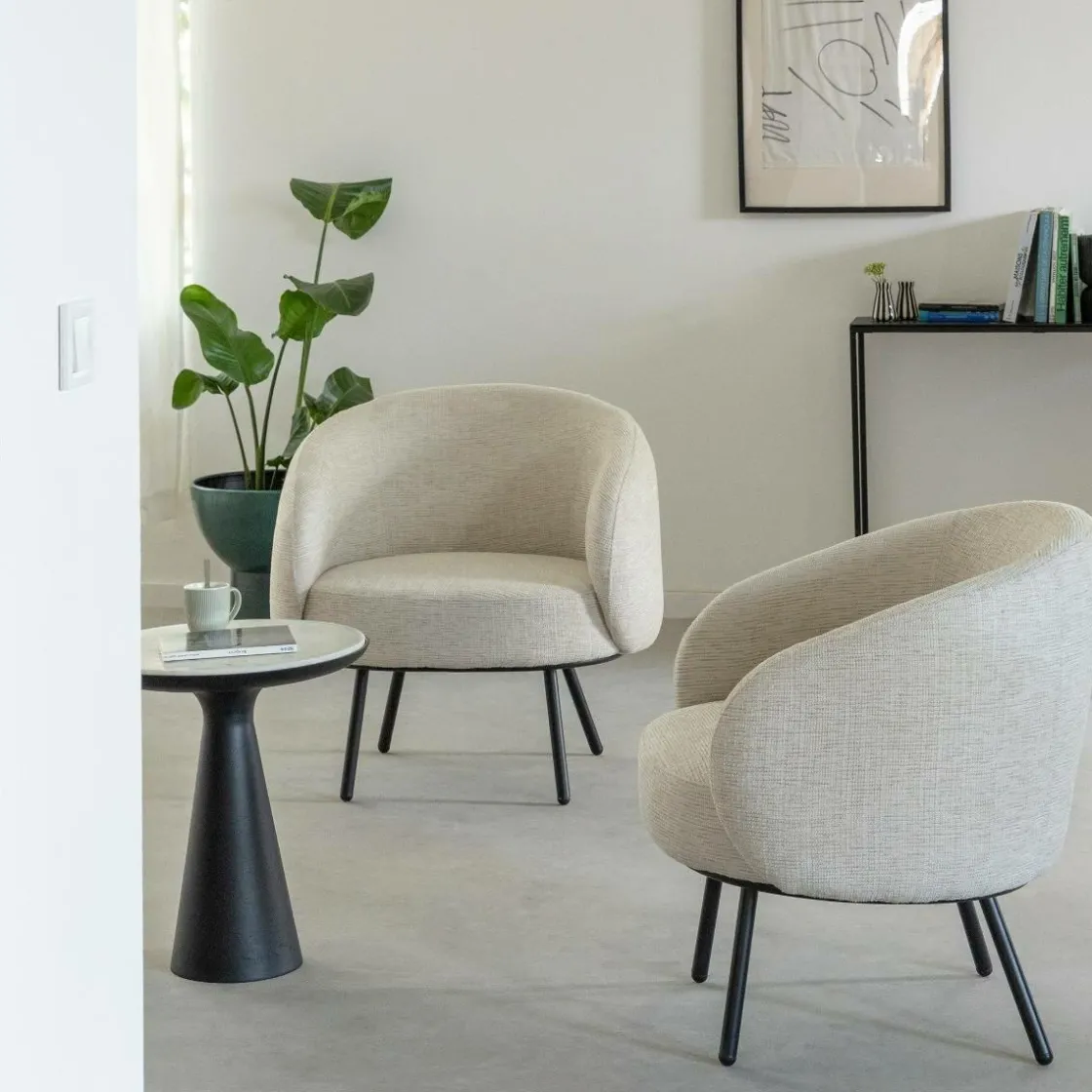 Made in Meubles Fauteuil<Fauteuil en tissu écru confort Orenzo