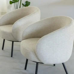 Made in Meubles Fauteuil<Fauteuil en tissu écru confort Orenzo