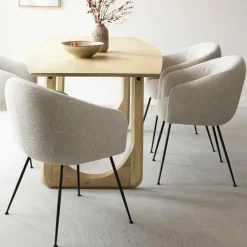 Made in Meubles Fauteuil<Fauteuil en tissu écru et pieds en métal Sandy