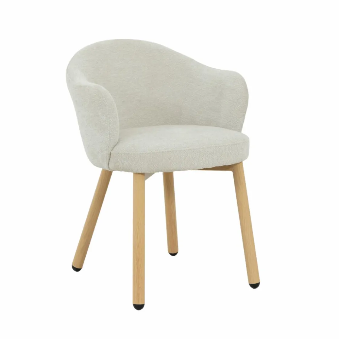 Made in Meubles Fauteuil<Fauteuil en tissu écru et pieds en métal effet bois Mayi
