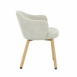 Made in Meubles Fauteuil<Fauteuil en tissu écru et pieds en métal effet bois Mayi