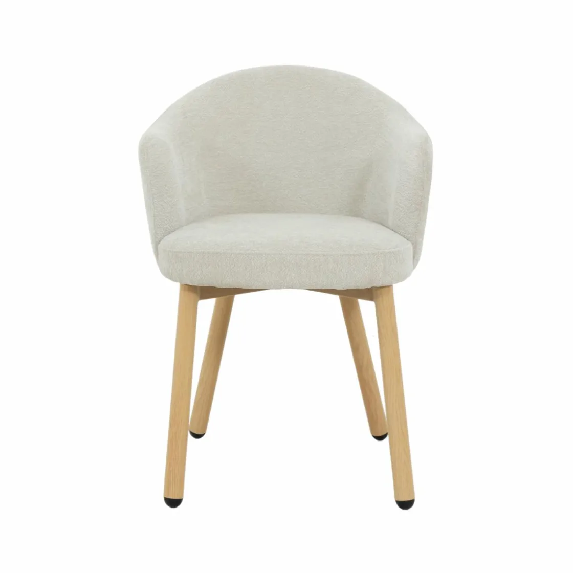 Made in Meubles Fauteuil<Fauteuil en tissu écru et pieds en métal effet bois Mayi