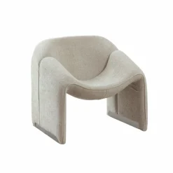 Made in Meubles Fauteuil<Fauteuil en tissu écru Théa