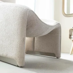 Made in Meubles Fauteuil<Fauteuil en tissu écru Théa