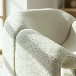 Made in Meubles Fauteuil<Fauteuil en tissu écru Théa