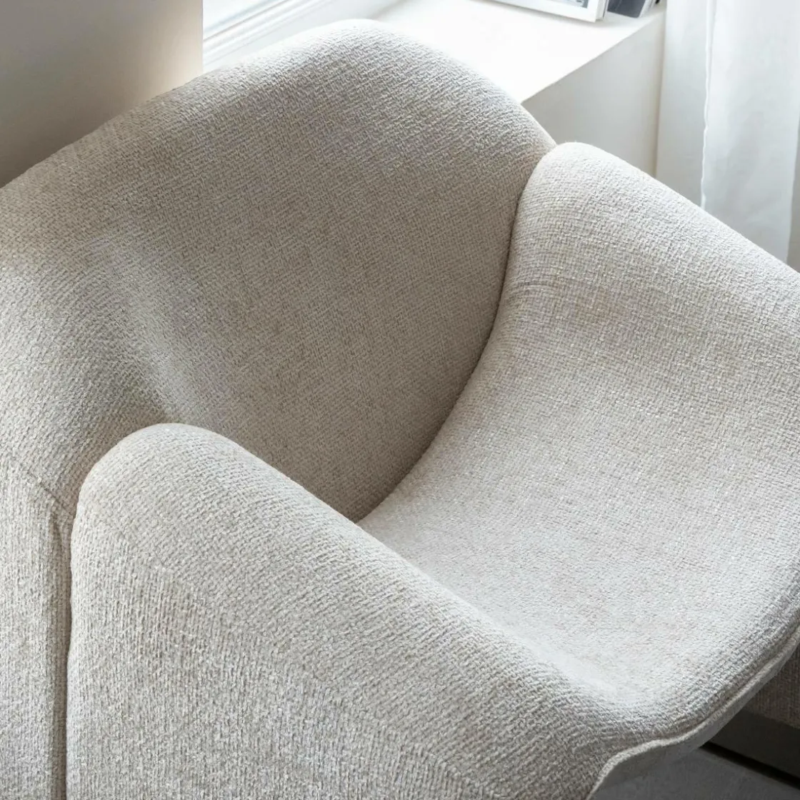 Made in Meubles Fauteuil<Fauteuil en tissu écru Théa