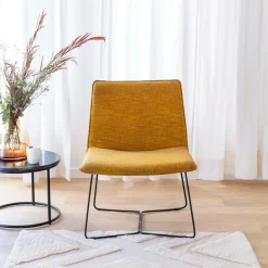 Made in Meubles Fauteuil<Fauteuil en tissu jaune et métal Isaure