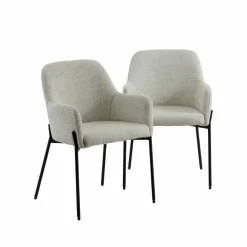 Made in Meubles Chaise<Fauteuil en tissu sable Aëlys (lot de 2)
