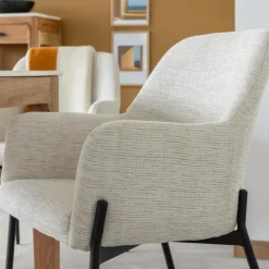 Made in Meubles Chaise<Fauteuil en tissu sable Aëlys (lot de 2)