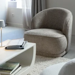 Made in Meubles Fauteuil<Fauteuil en tissu taupe Travis