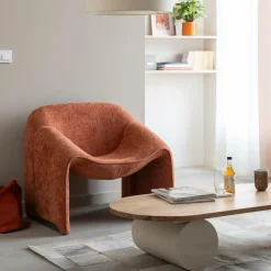 Made in Meubles Fauteuil<Fauteuil en tissu terracotta Théa