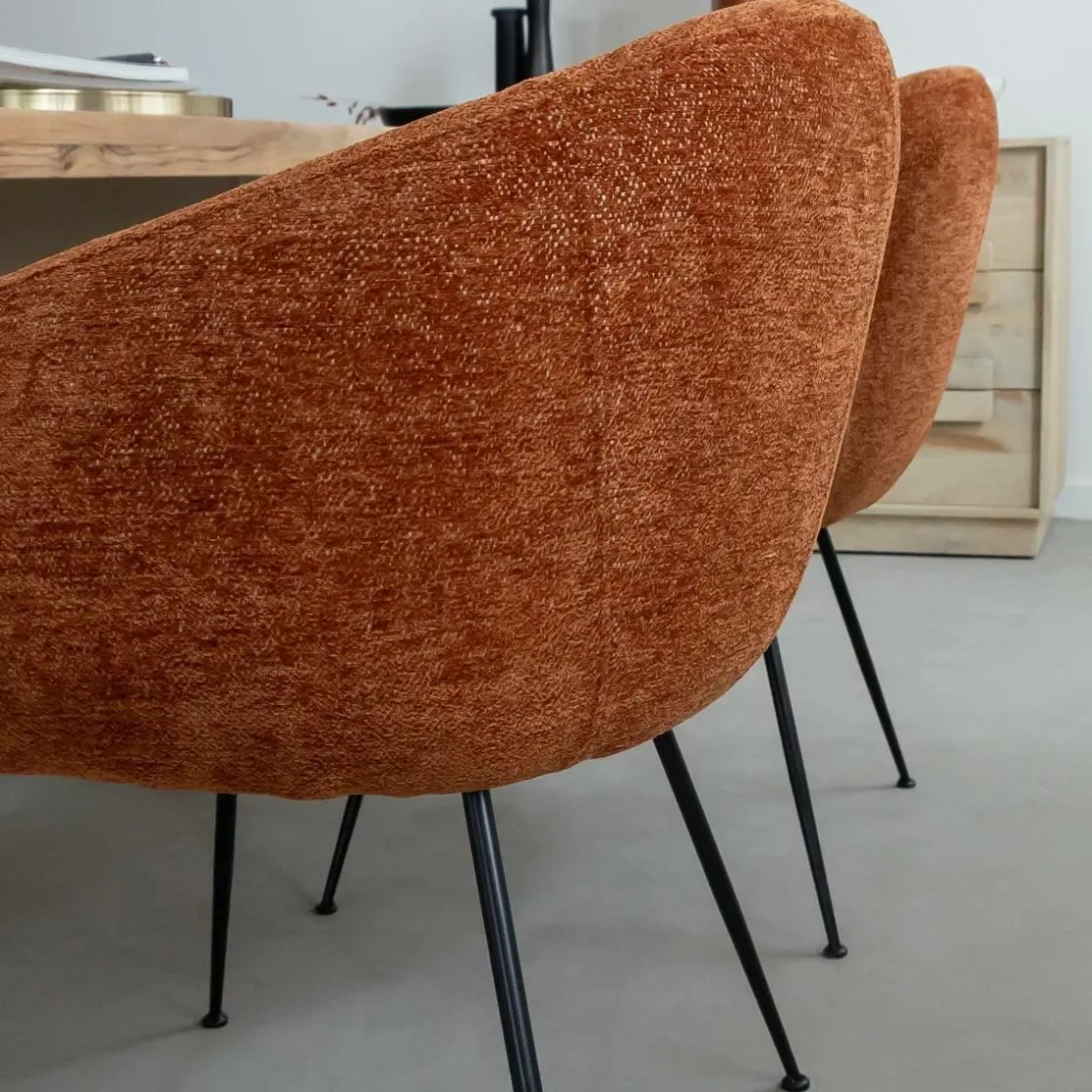 Made in Meubles Fauteuil<Fauteuil en tissu terracotta et pieds en métal Sandy