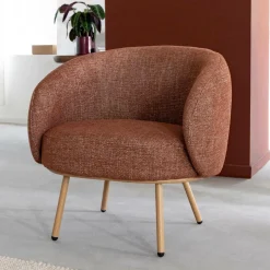 Made in Meubles Fauteuil<Fauteuil en tissu terracotta confort Orenzo