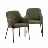 Made in Meubles Chaise<Fauteuil en tissu vert Aëlys (lot de 2)