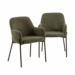 Made in Meubles Chaise<Fauteuil en tissu vert Aëlys (lot de 2)