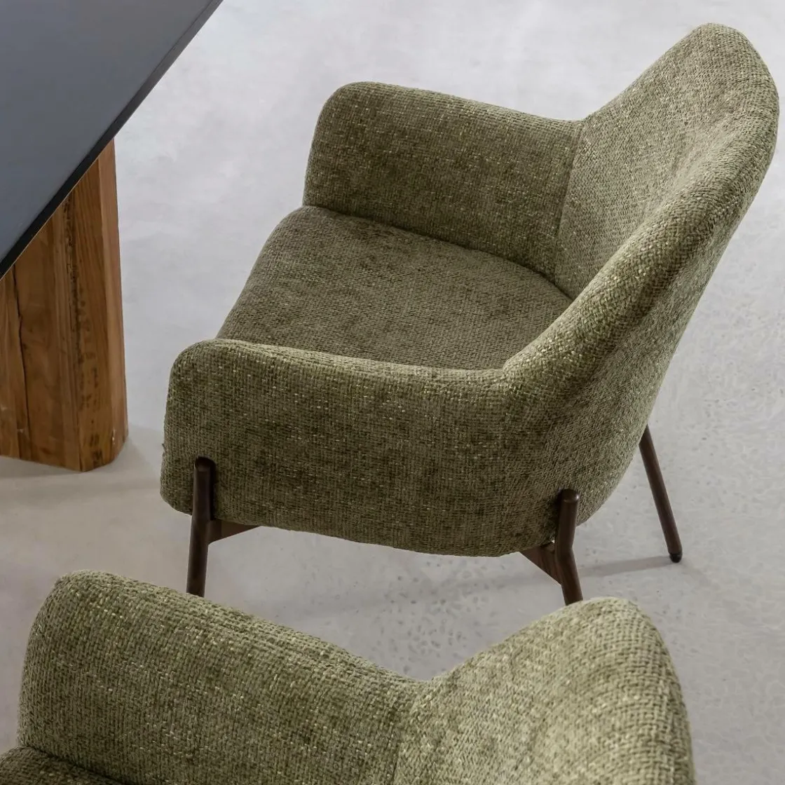 Made in Meubles Chaise<Fauteuil en tissu vert Aëlys (lot de 2)