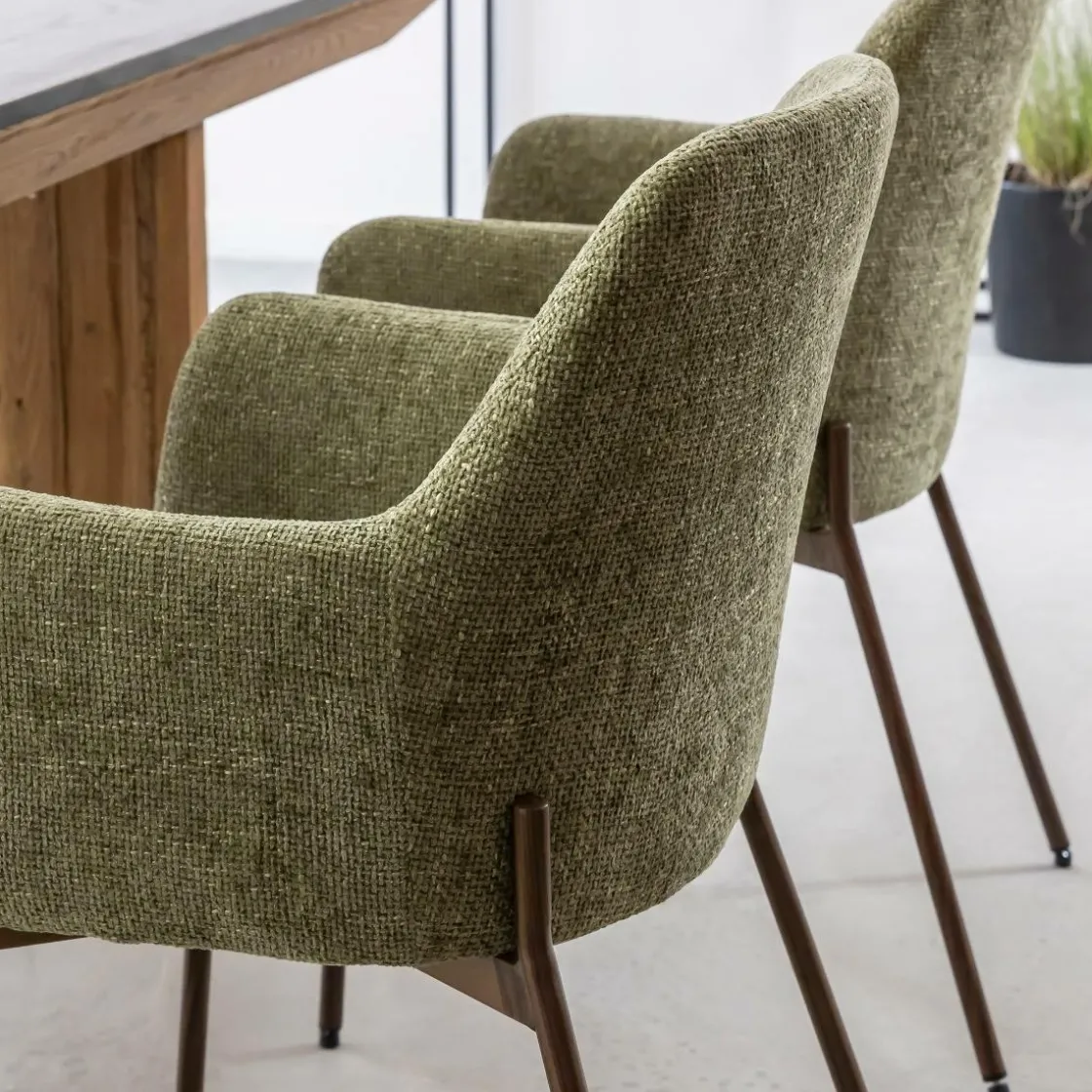 Made in Meubles Chaise<Fauteuil en tissu vert Aëlys (lot de 2)