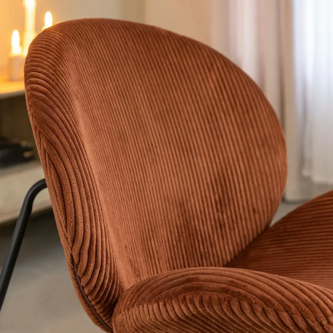 Made in Meubles Fauteuil<Fauteuil en velours terracotta Dorian