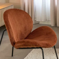 Made in Meubles Fauteuil<Fauteuil en velours terracotta Dorian