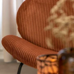 Made in Meubles Fauteuil<Fauteuil en velours terracotta Dorian