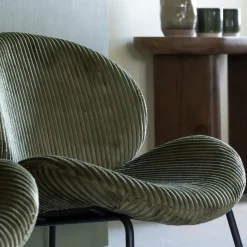 Made in Meubles Fauteuil<Fauteuil en velours vert Dorian