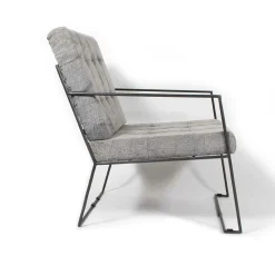 Made in Meubles Fauteuil<Fauteuil lounge en tissu bleu délavé armature métal