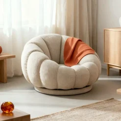 Made in Meubles Fauteuil<Fauteuil nuage en tissu écru Héléna