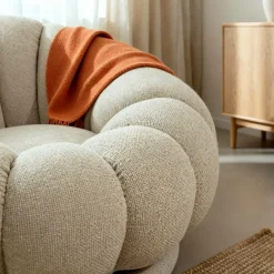 Made in Meubles Fauteuil<Fauteuil nuage en tissu écru Héléna