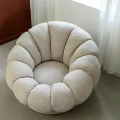 Made in Meubles Fauteuil<Fauteuil nuage en tissu écru Héléna