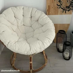 Made in Meubles Fauteuil<Fauteuil papasan en rotin avec coussin Rattan