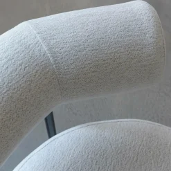 Made in Meubles Fauteuil<Fauteuil rond en tissu bouclette écru clair Maya