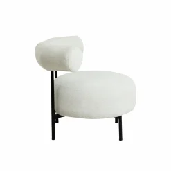 Made in Meubles Fauteuil<Fauteuil rond en tissu bouclette écru clair Maya