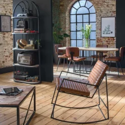 Made in Meubles Fauteuil<Fauteuil vintage en cuir marron Porto