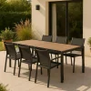 Made in Meubles Table De Jardin<Grande table de jardin en aluminium gris et effet bois Ayden