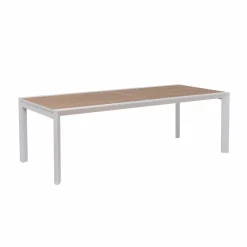 Made in Meubles Table De Jardin<Grande table de jardin en aluminium blanc et effet bois Ayden