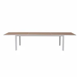 Made in Meubles Table De Jardin<Grande table de jardin en aluminium blanc et effet bois Ayden
