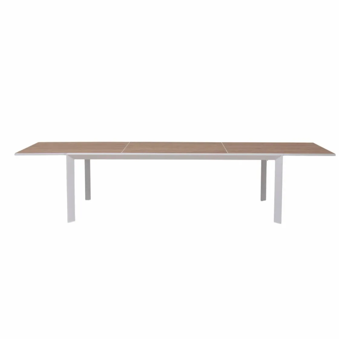 Made in Meubles Table De Jardin<Grande table de jardin en aluminium blanc et effet bois Ayden