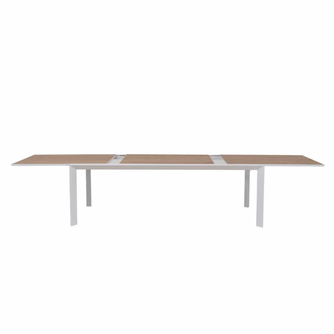Made in Meubles Table De Jardin<Grande table de jardin en aluminium blanc et effet bois Ayden