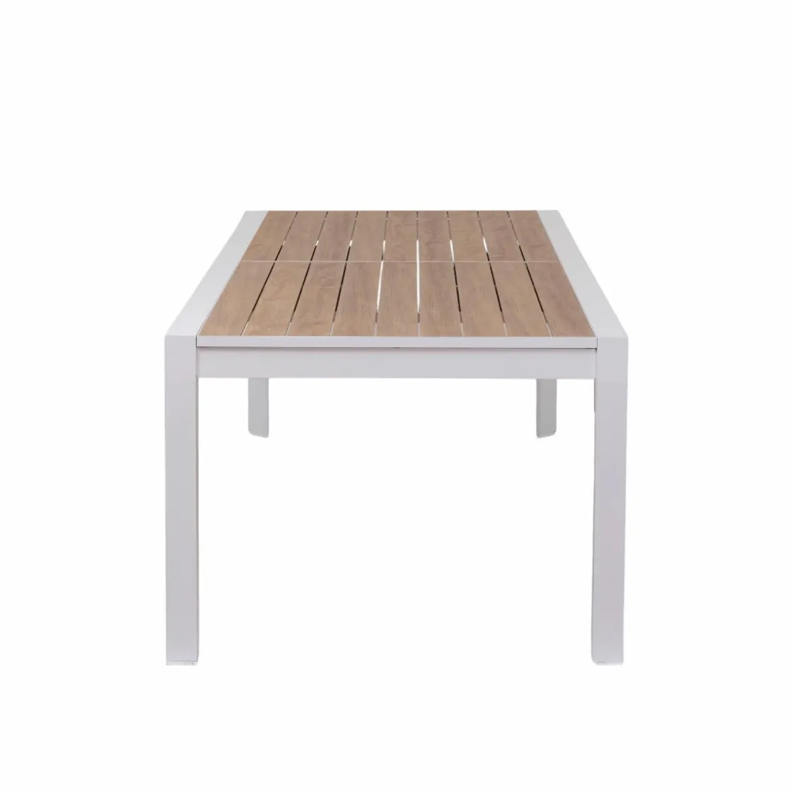 Made in Meubles Table De Jardin<Grande table de jardin en aluminium blanc et effet bois Ayden