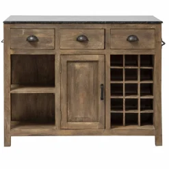 Made in Meubles Meuble Bas|Ilot Central<Ilot central en bois de manguier et plateau en marbre Paul