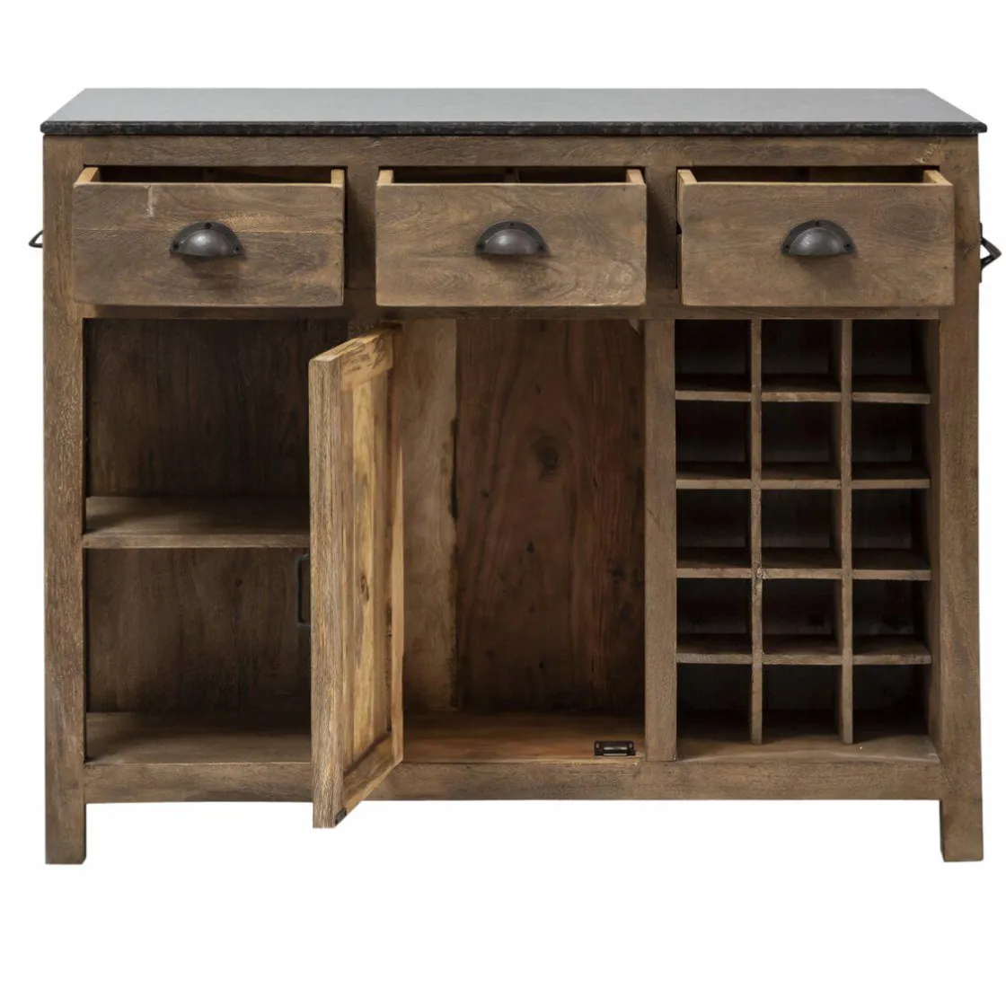 Made in Meubles Meuble Bas|Ilot Central<Ilot central en bois de manguier et plateau en marbre Paul