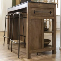 Made in Meubles Meuble Bas|Ilot Central<Ilot central en bois de manguier et plateau en marbre Paul