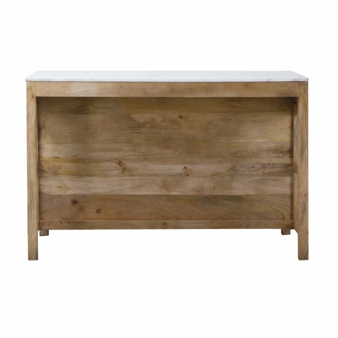 Made in Meubles Meuble Bas|Ilot Central<Ilot central en bois de manguier et marbre blanc Louisa