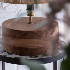 Made in Meubles Lampe À Poser<Lampe à poser ronde en bois de manguier Albane