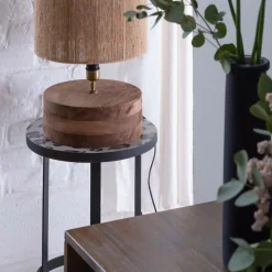 Made in Meubles Lampe À Poser<Lampe à poser ronde en bois de manguier Albane